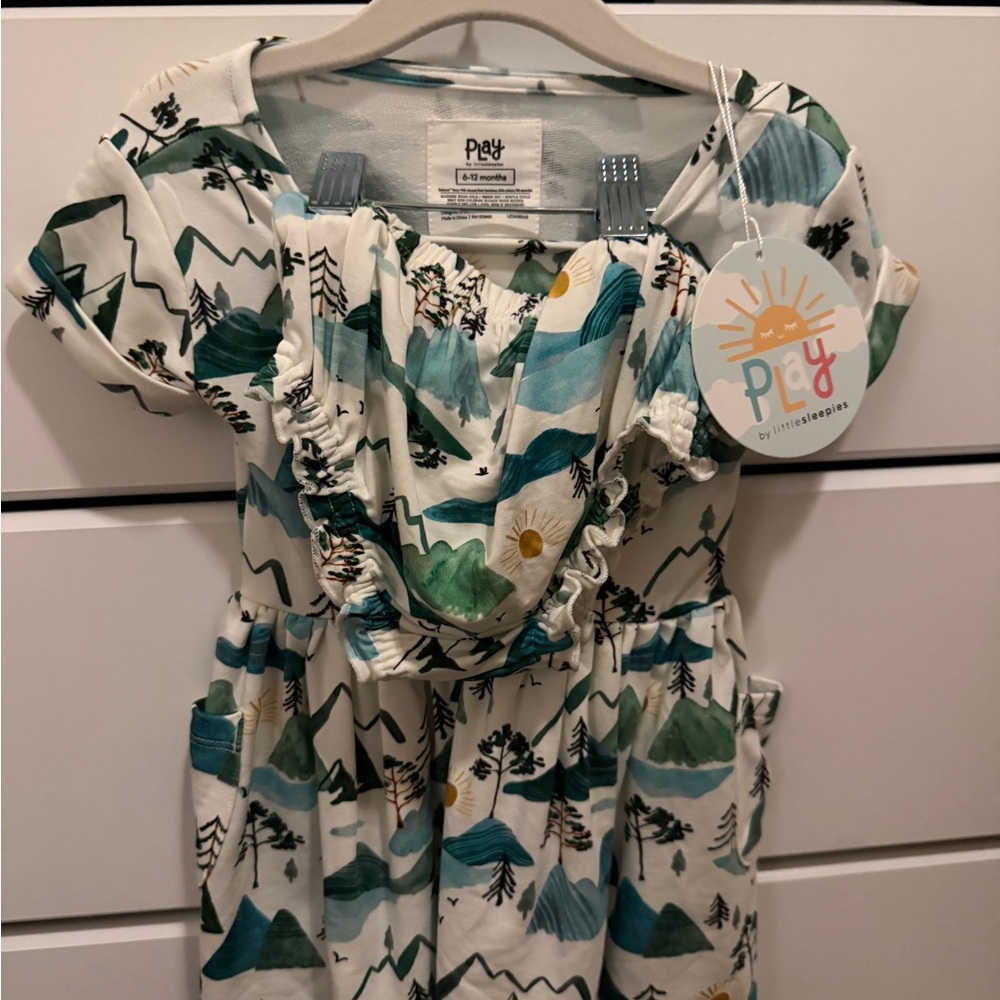 NWT Little Sleepies Mountain Mist play dress and bloomers size 6-12 month
